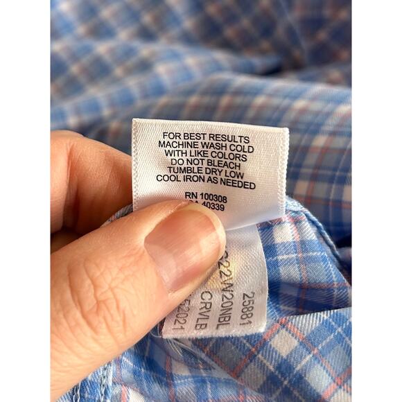 Peter Millar Men's Plaid Long Sleeve Button-Down Dress Shirt Blue White Size 2XL - Picture 8 of 10